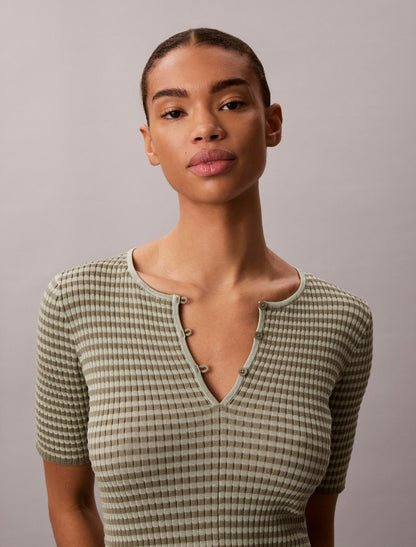 Calvin Klein Cotton Rayon Stripe Midi Dress