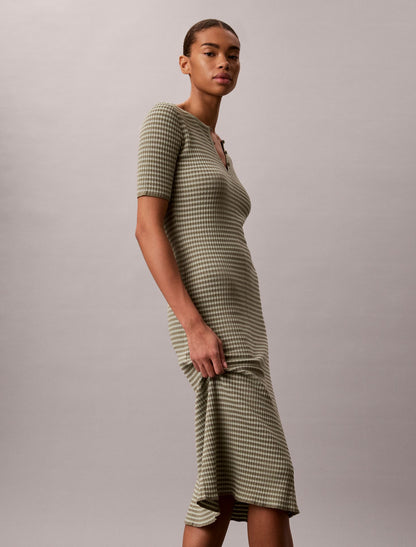 Calvin Klein Cotton Rayon Stripe Midi Dress