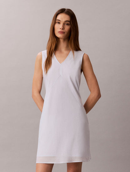 Calvin Klein Cotton Blend V-Neck Mini Dress