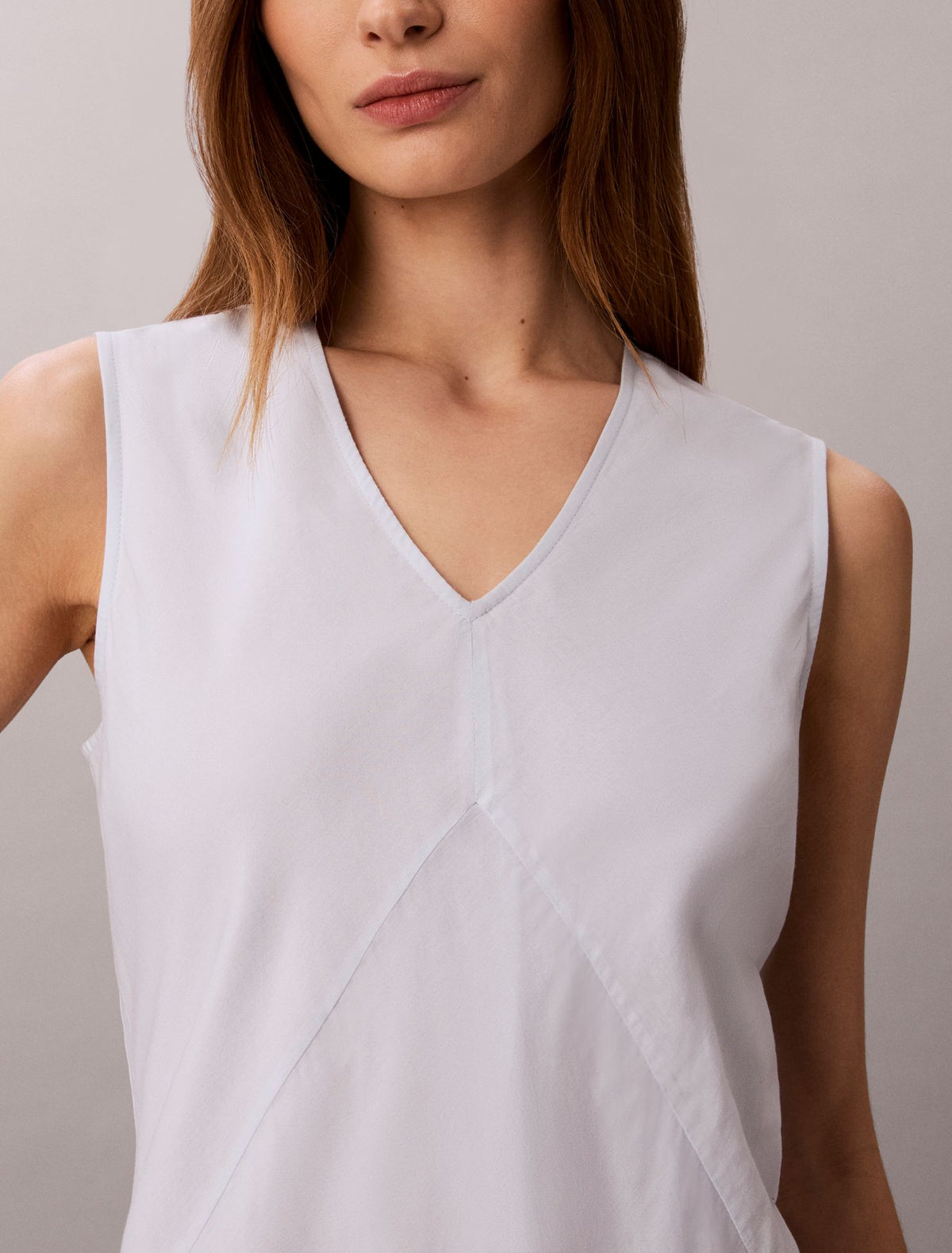 Calvin Klein Cotton Blend V-Neck Mini Dress