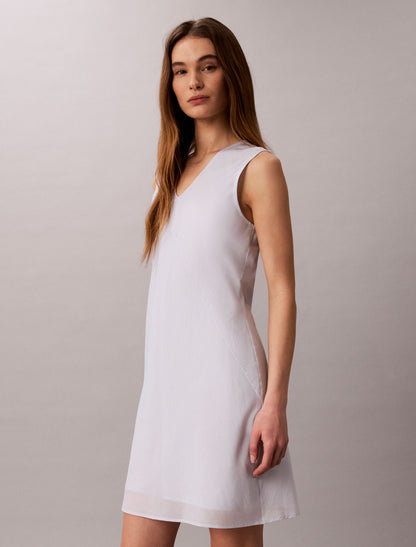 Calvin Klein Cotton Blend V-Neck Mini Dress