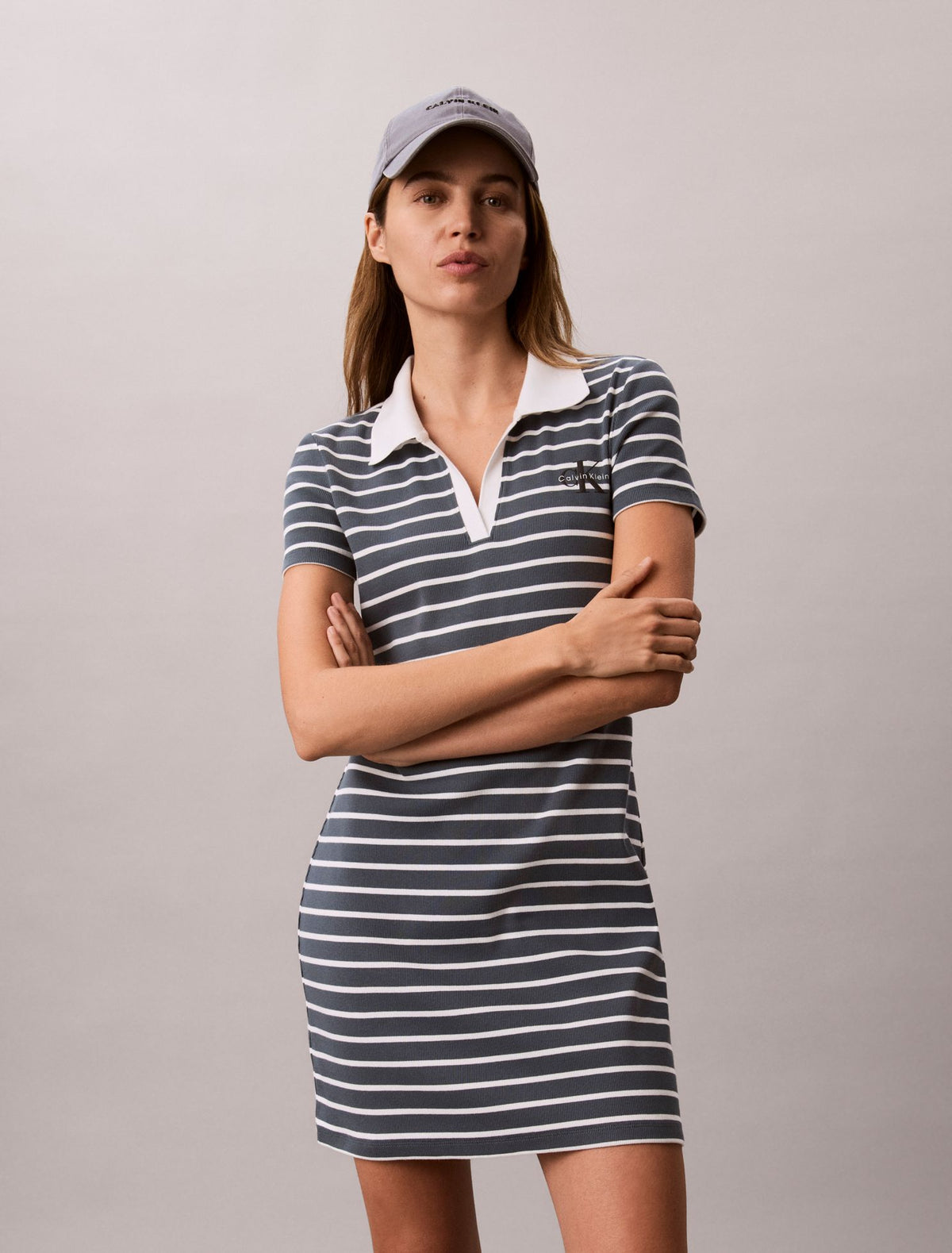 Calvin Klein Monologo Rib Stripe Mini Dress