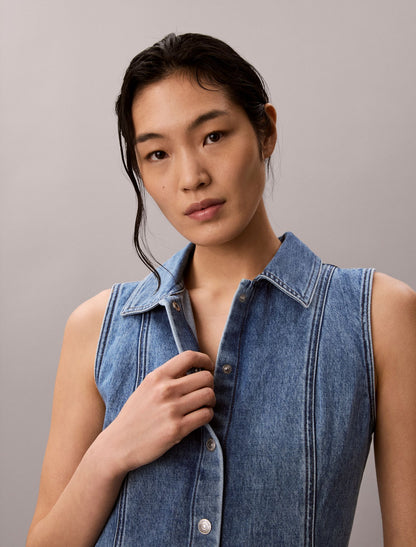 Calvin Klein Denim Seamed Mini Dress