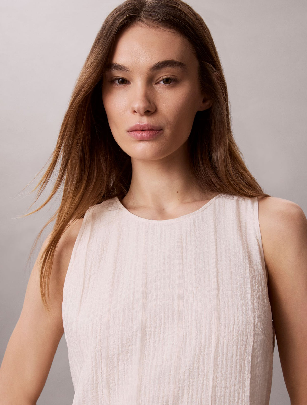 Calvin Klein Textured Stripe Sheer Maxi Dress