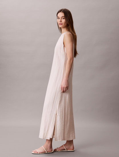 Calvin Klein Textured Stripe Sheer Maxi Dress