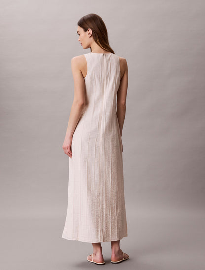 Calvin Klein Textured Stripe Sheer Maxi Dress
