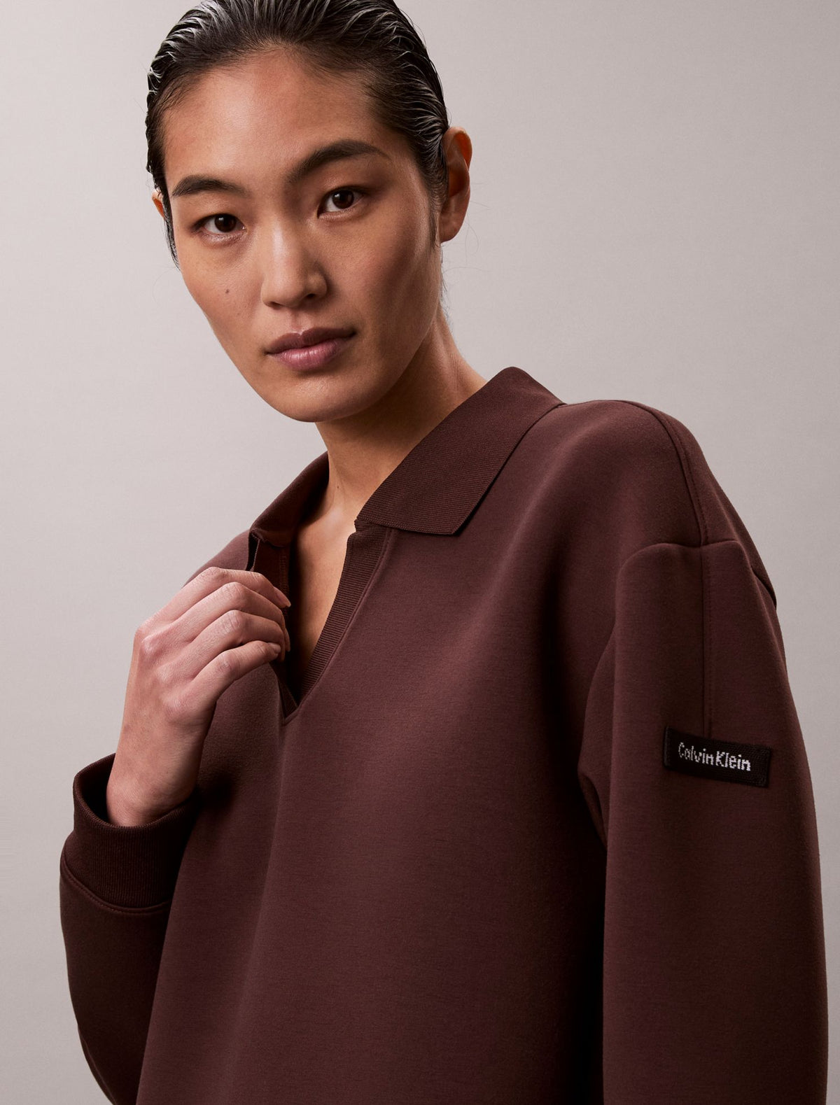 Calvin Klein Smooth Mini Polo Sweatshirt Dress