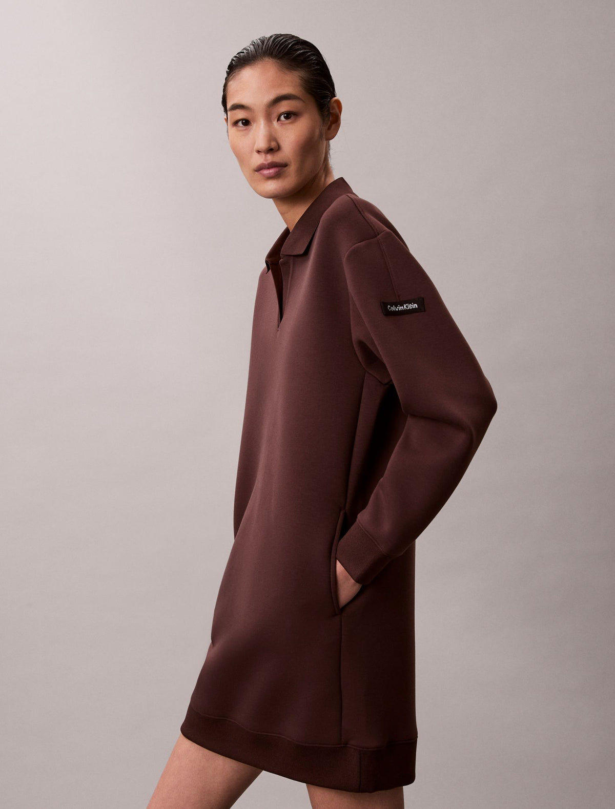 Calvin Klein Smooth Mini Polo Sweatshirt Dress