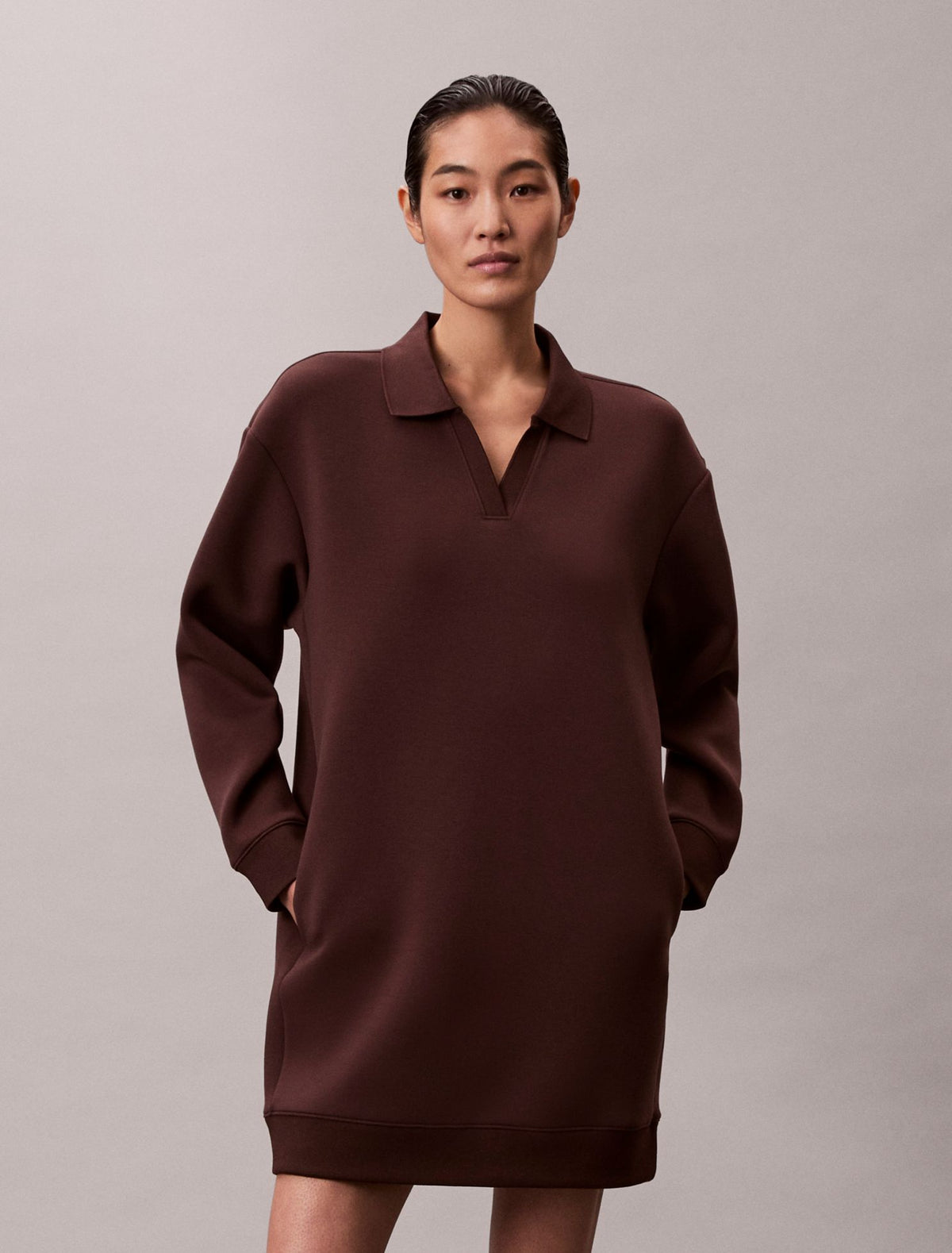 Calvin Klein Smooth Mini Polo Sweatshirt Dress