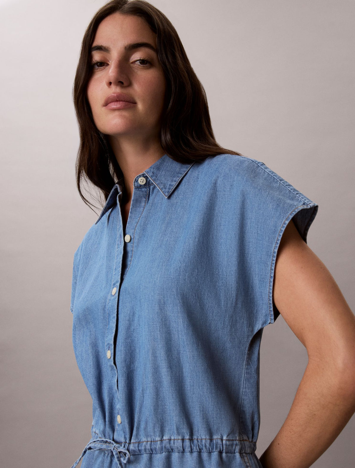 Calvin Klein Washed Chambray Romper