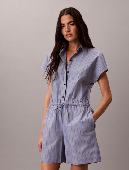 Calvin Klein Yarn-Dyed Poplin Cotton Romper