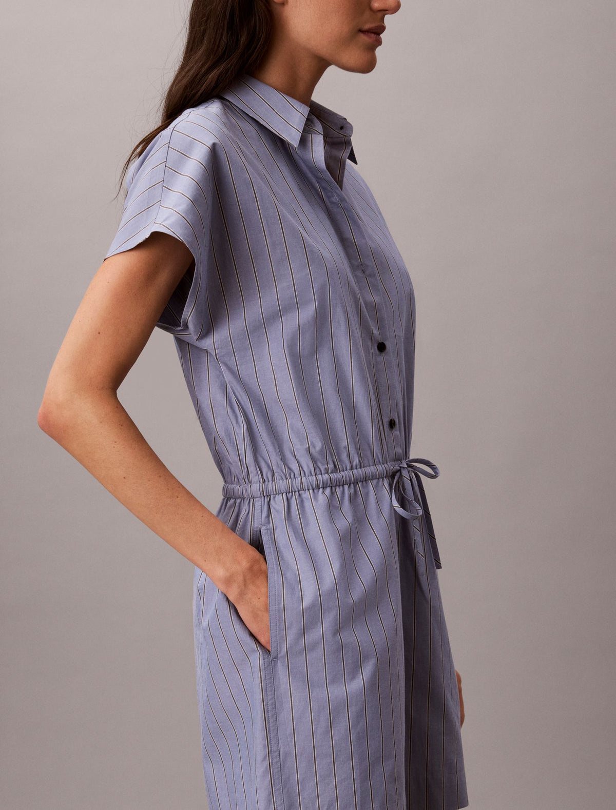 Calvin Klein Yarn-Dyed Poplin Cotton Romper