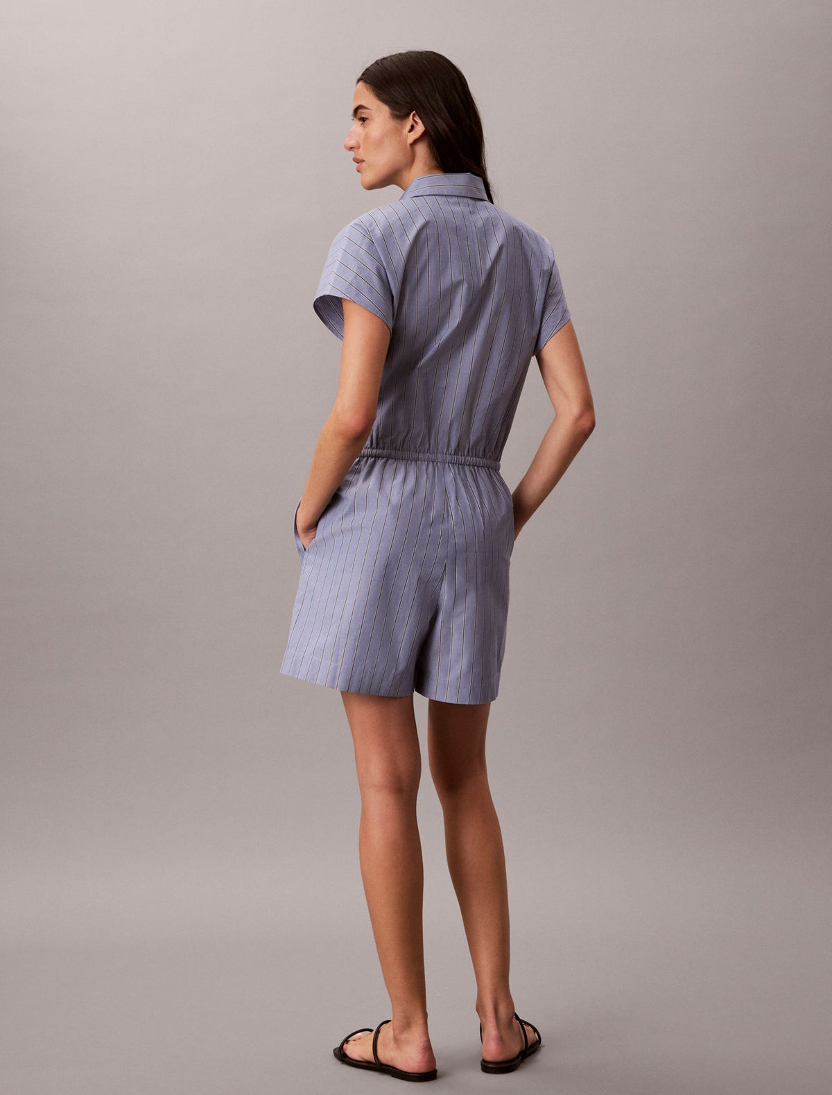 Calvin Klein Yarn-Dyed Poplin Cotton Romper