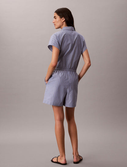 Calvin Klein Yarn-Dyed Poplin Cotton Romper