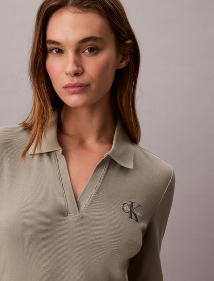 Calvin Klein Monologo Rib Polo Mini Dress