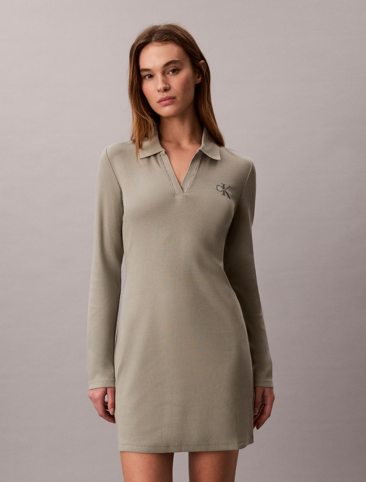Calvin Klein Monologo Rib Polo Mini Dress