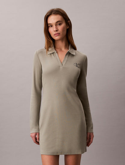Calvin Klein Monologo Rib Polo Mini Dress