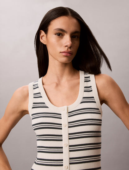 Calvin Klein Smooth Cotton Stripe Midi Dress