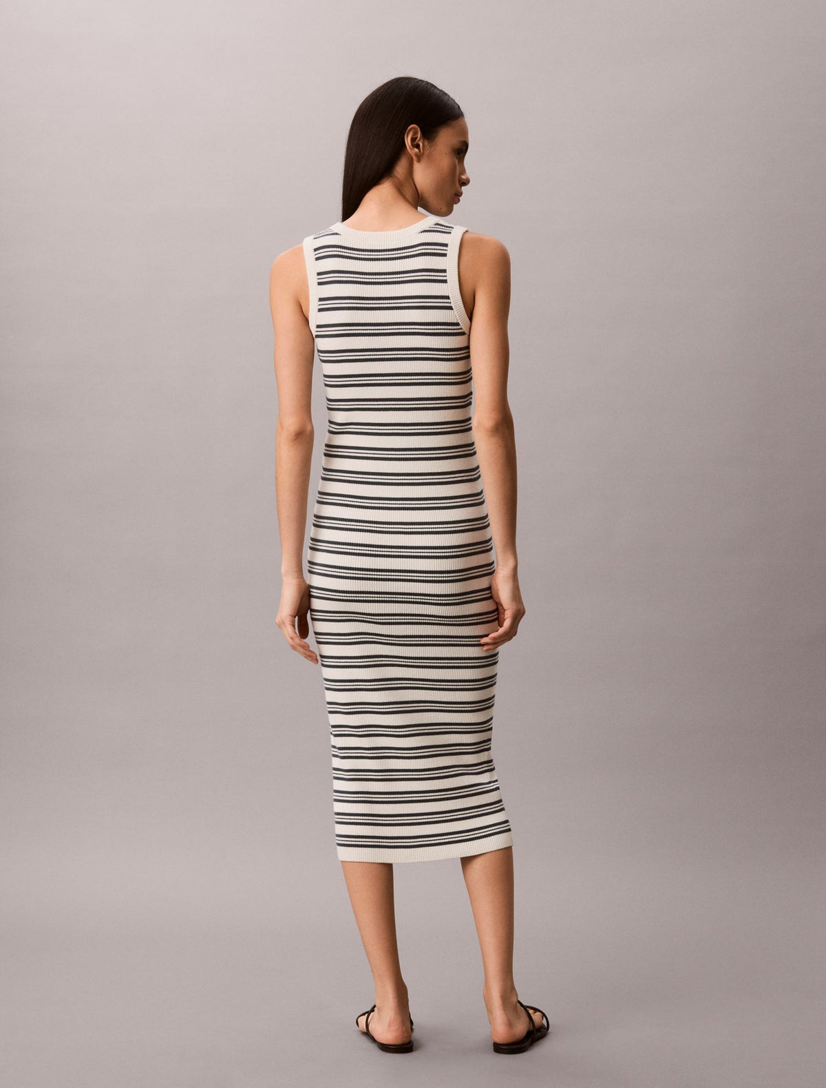 Calvin Klein Smooth Cotton Stripe Midi Dress
