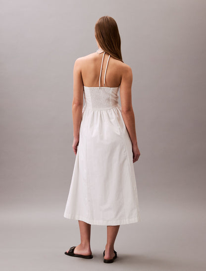 Calvin Klein Cotton Twill Halter Midi Dress