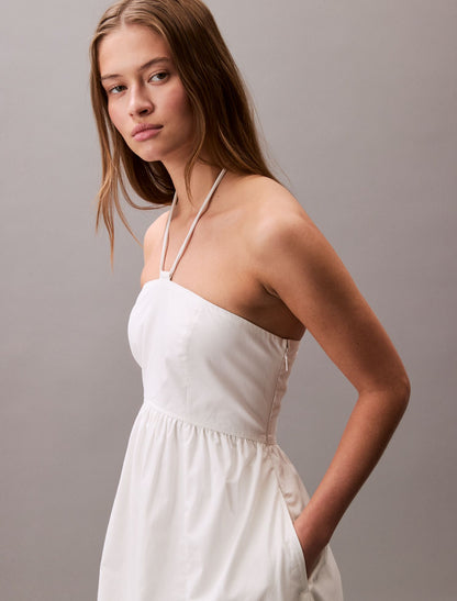 Calvin Klein Cotton Twill Halter Midi Dress