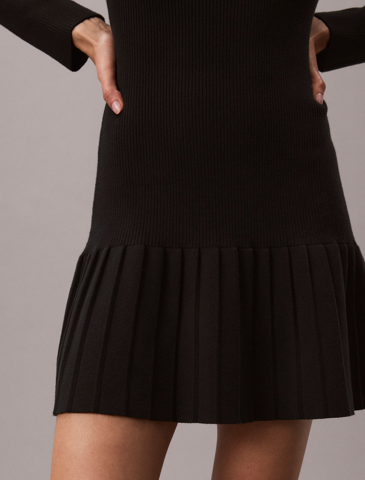 Calvin Klein Mock Neck Ribbed Mini Dress