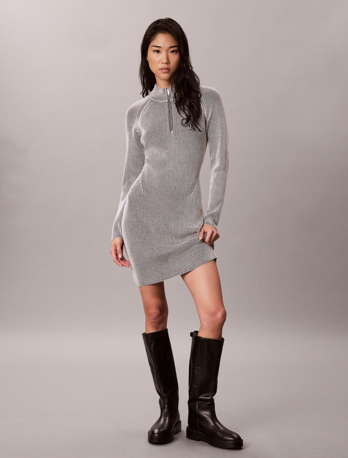 Calvin Klein Monogram Graphic Rib Mini Dress