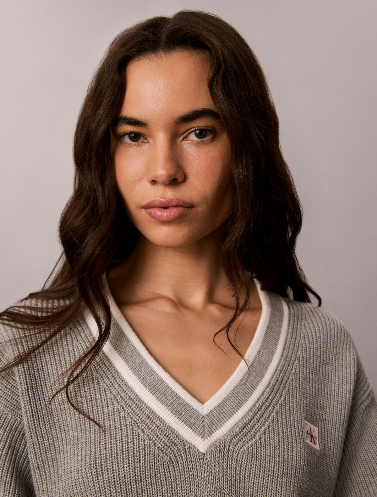 Calvin Klein Woven Monologo Tunic V-Neck Dress