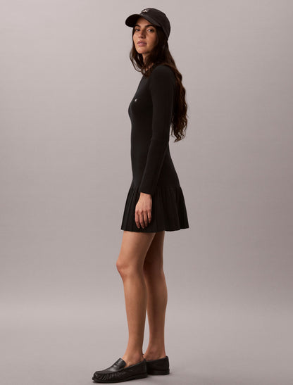 Calvin Klein Mock Neck Ribbed Mini Dress