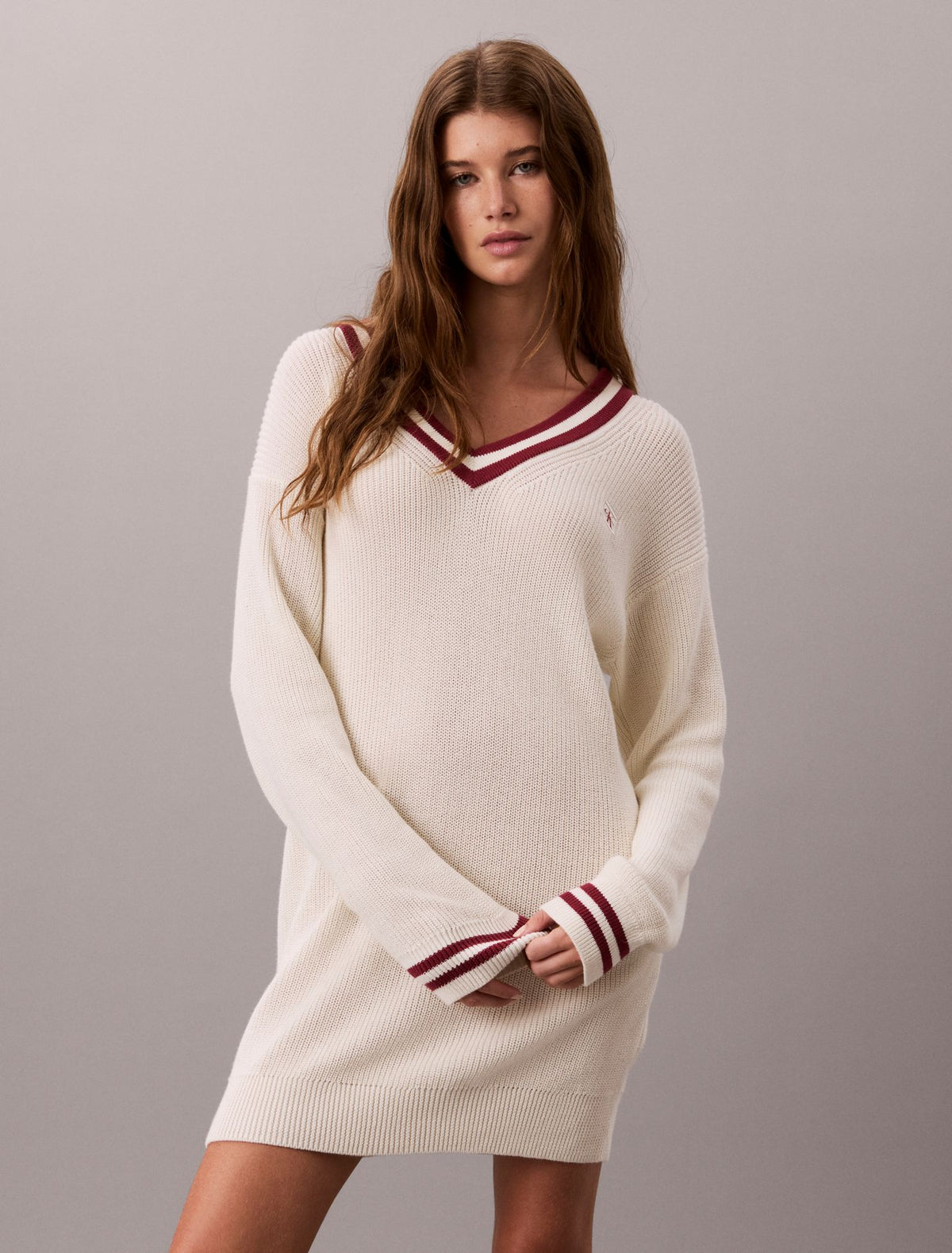 Calvin Klein Woven Monologo Tunic V-Neck Dress