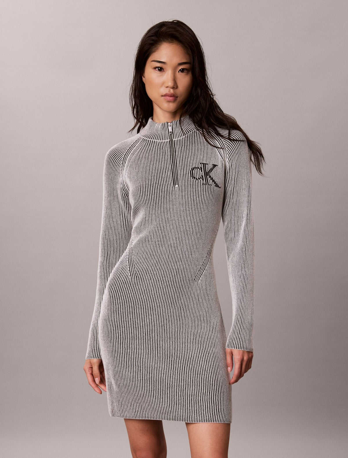 Calvin Klein Monogram Graphic Rib Mini Dress