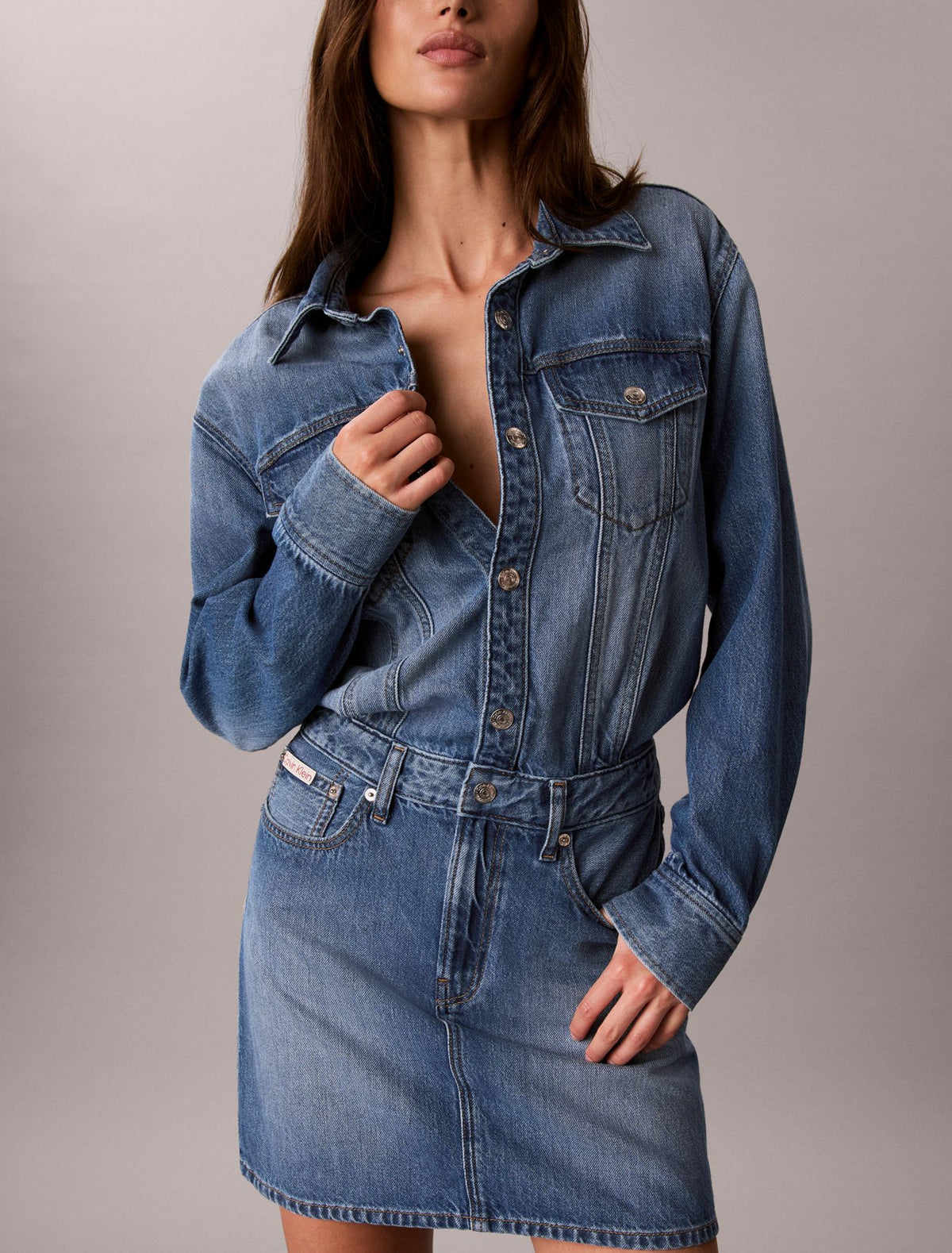 Calvin Klein Denim Mini Trucker Dress