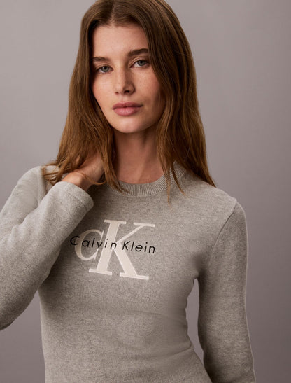 Calvin Klein Monogram Logo Long Sleeve Mini Dress