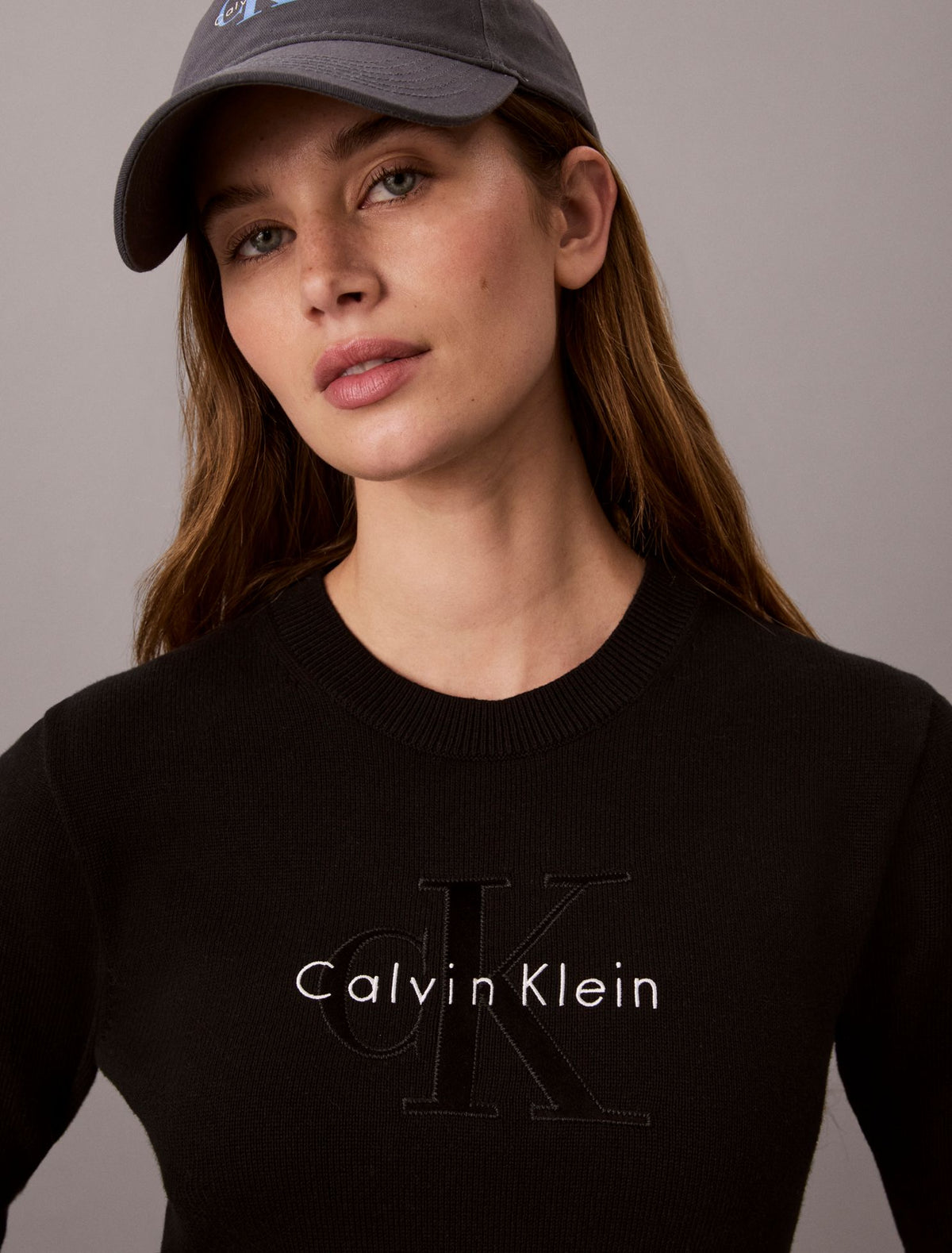 Calvin Klein Monogram Logo Long Sleeve Mini Dress