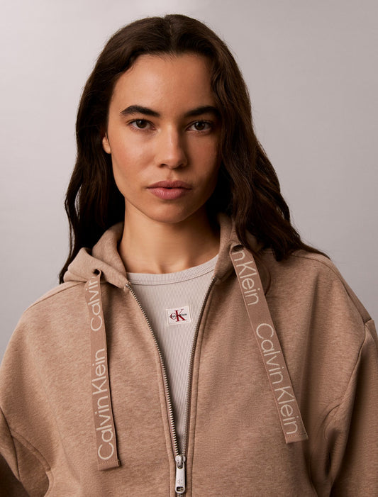 Calvin Klein Logo Tape Fleece Hoodie