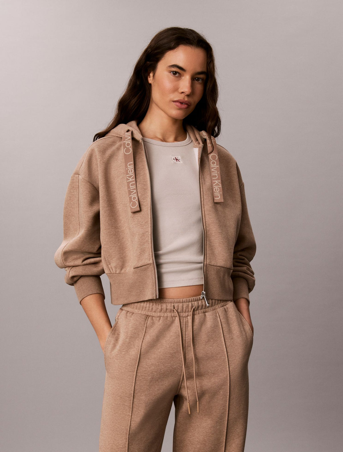 Calvin Klein Logo Tape Fleece Hoodie