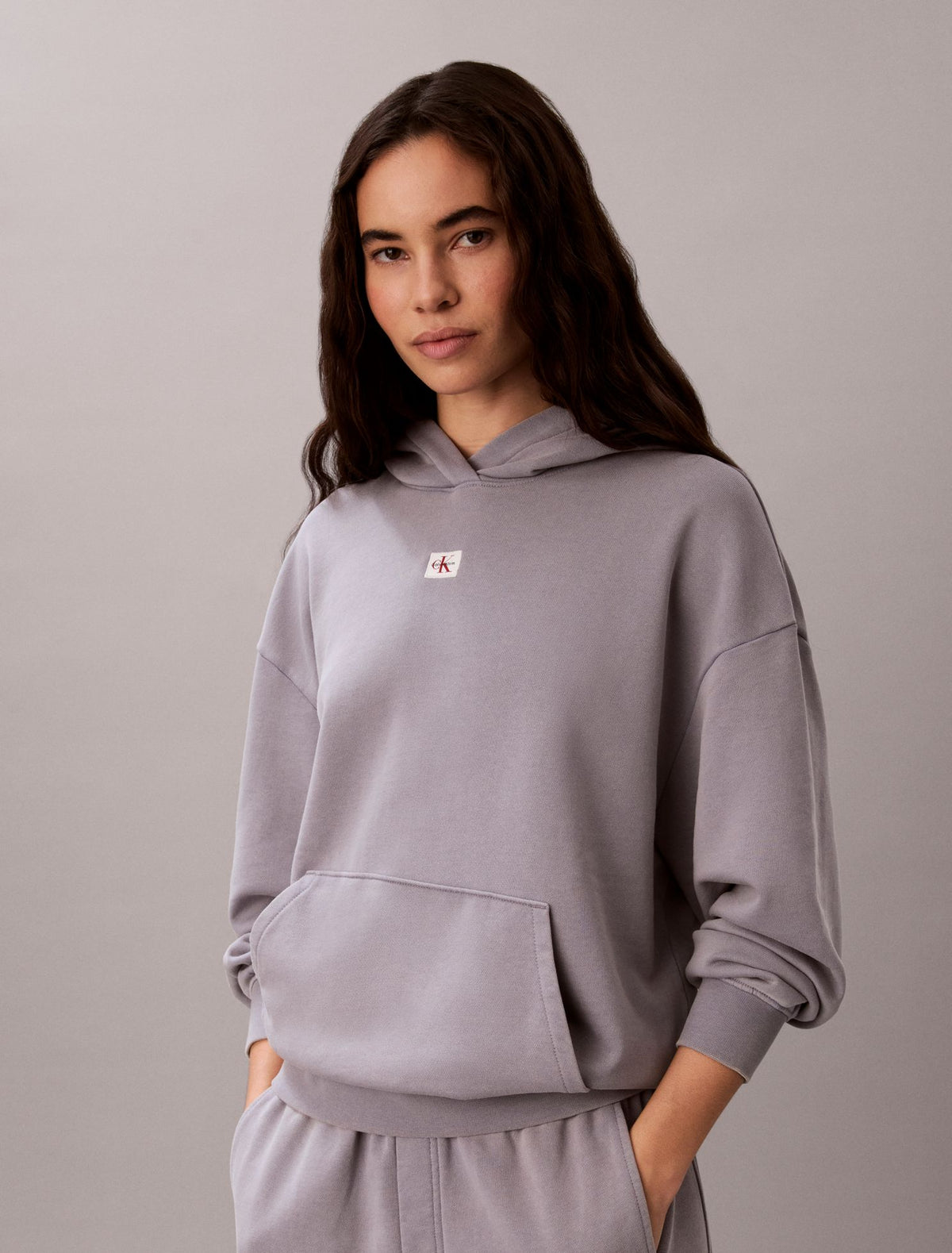 Calvin Klein Woven Monologo Terry Pullover Hoodie
