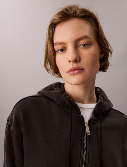 Calvin Klein Denim Wash French Terry Zip Sweatshirt