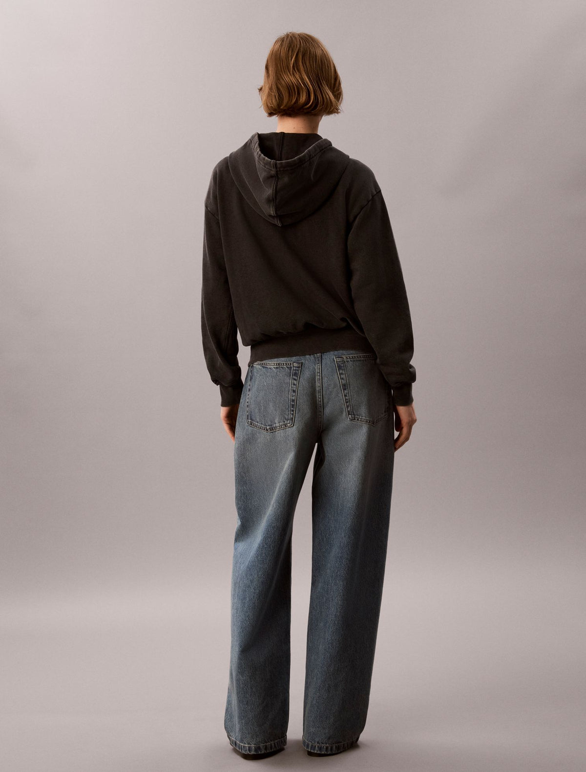 Calvin Klein Denim Wash French Terry Zip Sweatshirt