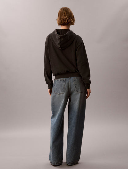 Calvin Klein Denim Wash French Terry Zip Sweatshirt