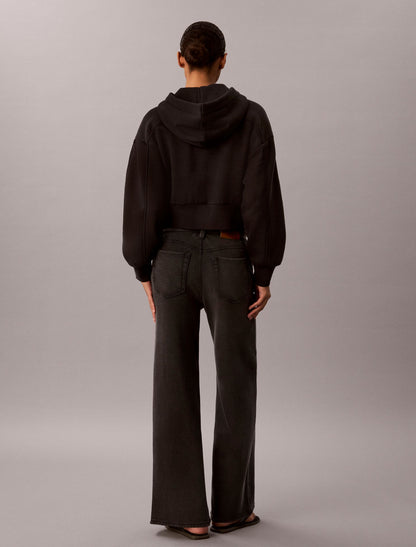 Calvin Klein Denim Wash French Terry Wide Leg Pants