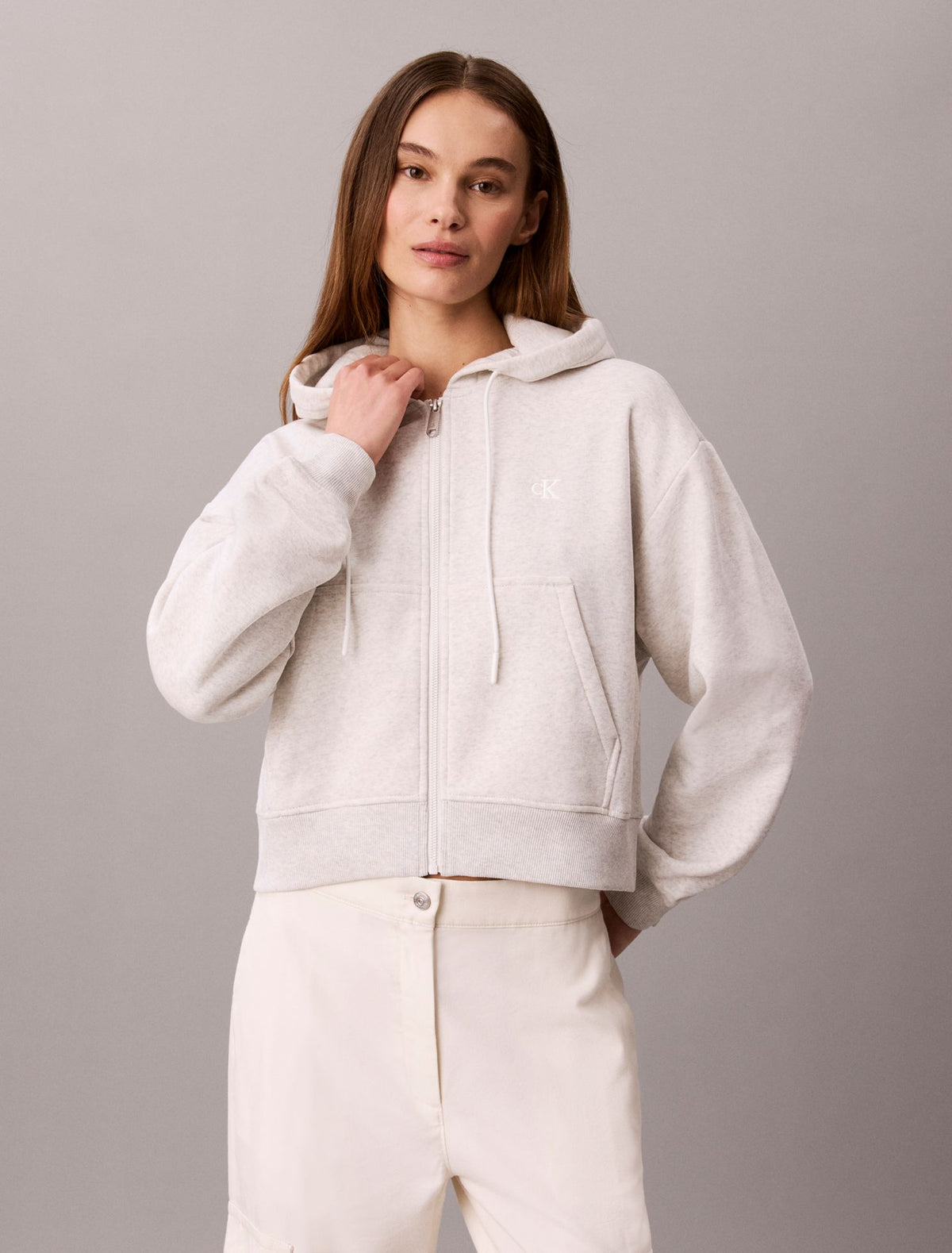 Calvin Klein Monogram Logo Fleece Zip Hoodie