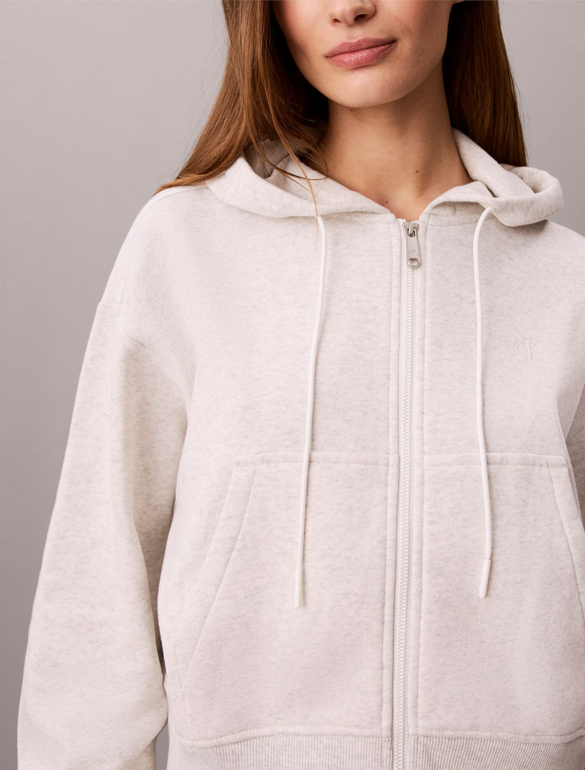 Calvin Klein Monogram Logo Fleece Zip Hoodie
