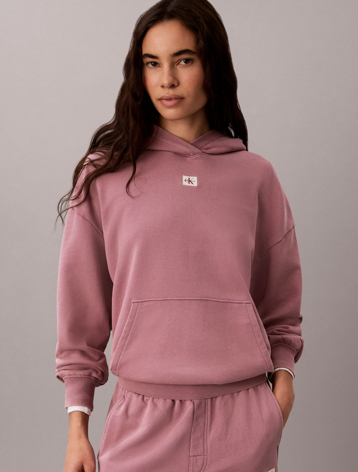 Calvin Klein Woven Monologo Terry Pullover Hoodie