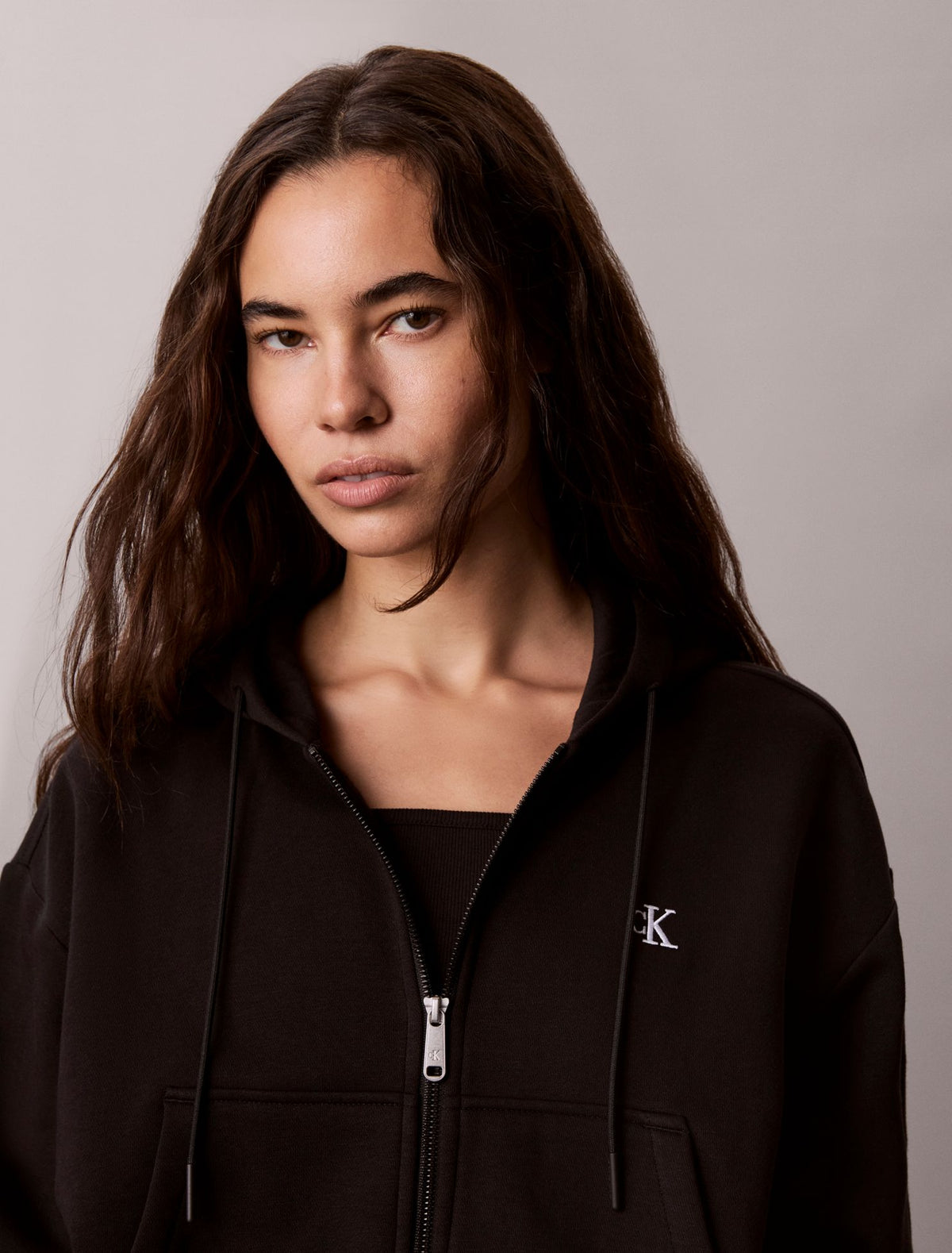 Calvin Klein Monogram Logo Fleece Zip Hoodie