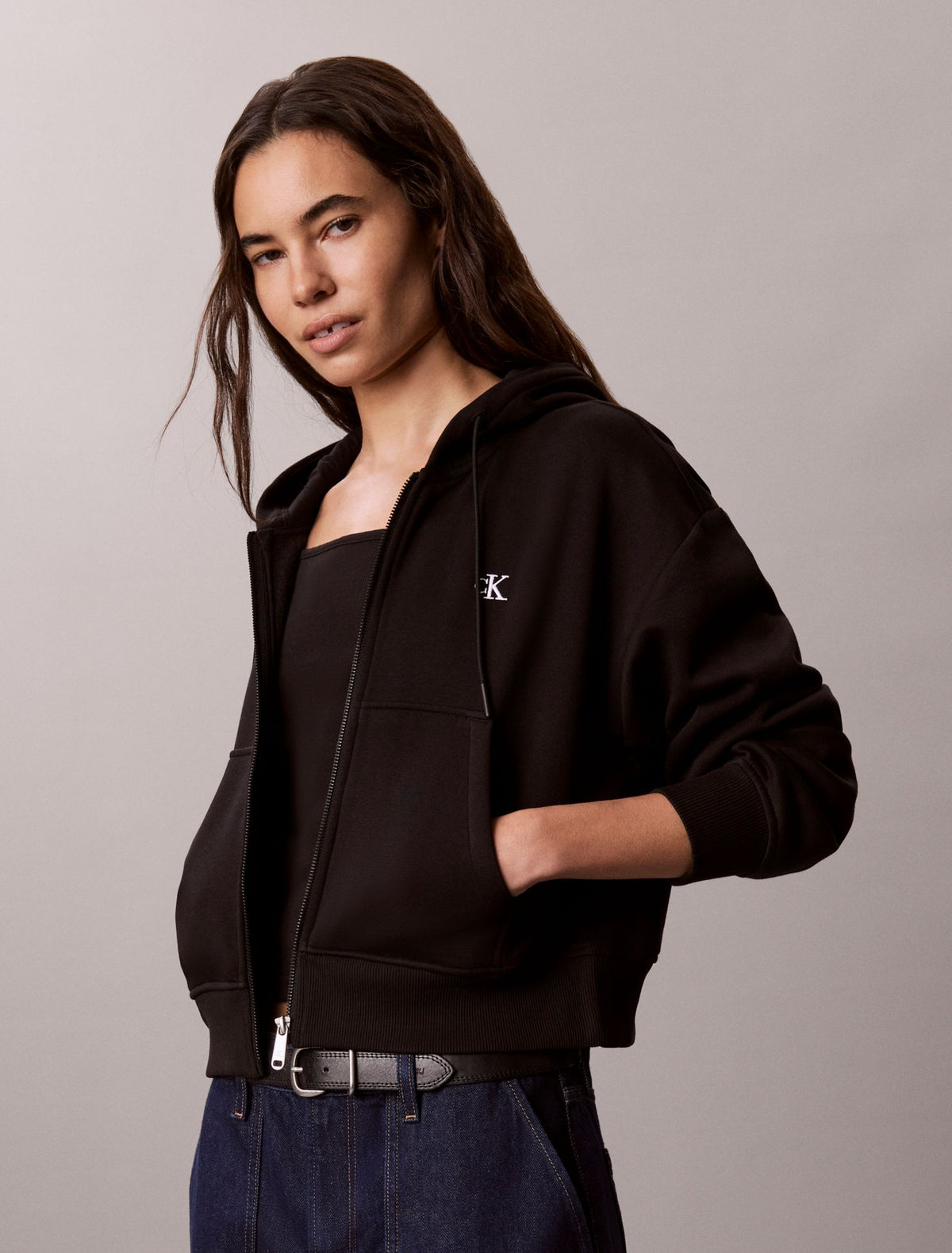 Calvin Klein Monogram Logo Fleece Zip Hoodie