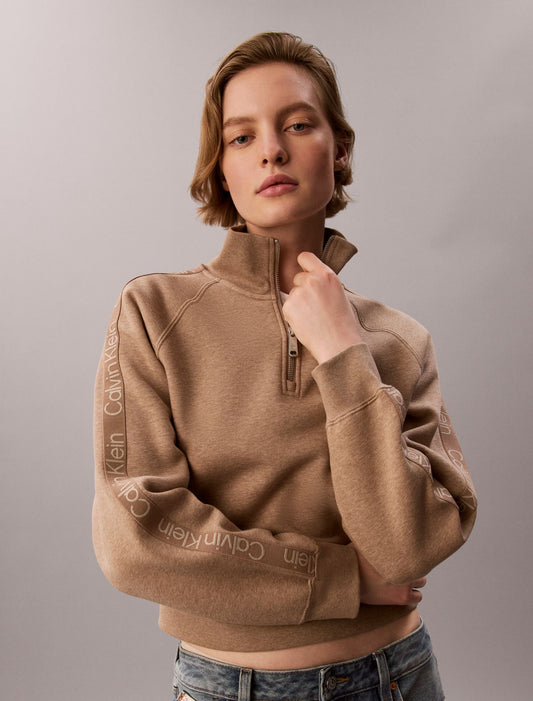 Calvin Klein Logo Tape Fleece 1/4 Zip Sweatshirt