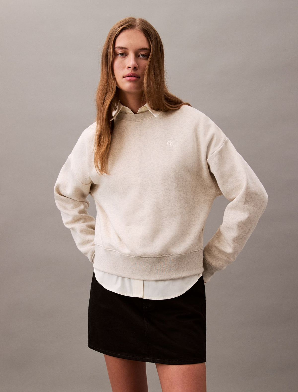 Calvin Klein Monogram Fleece Cropped Sweatshirt