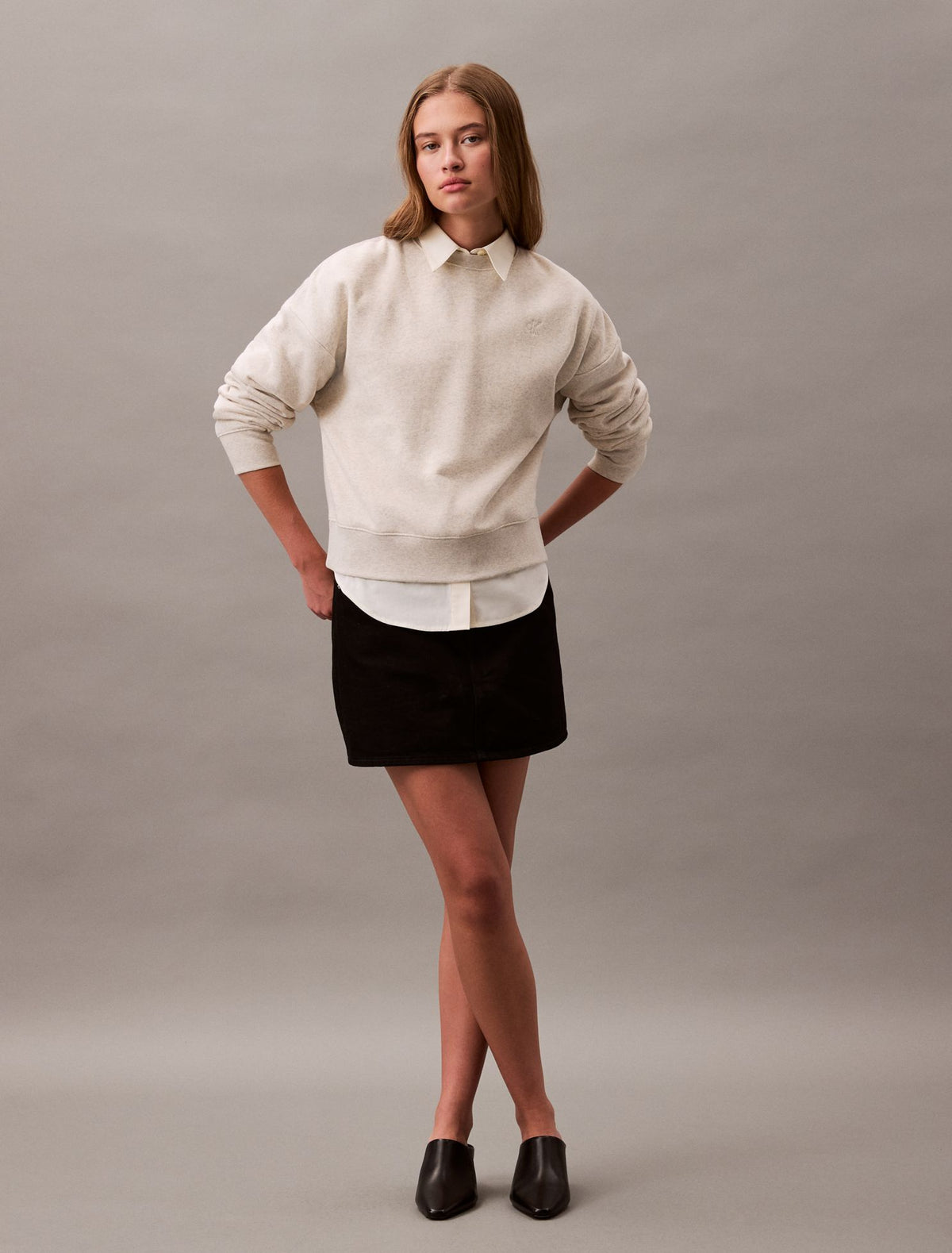 Calvin Klein Monogram Fleece Cropped Sweatshirt
