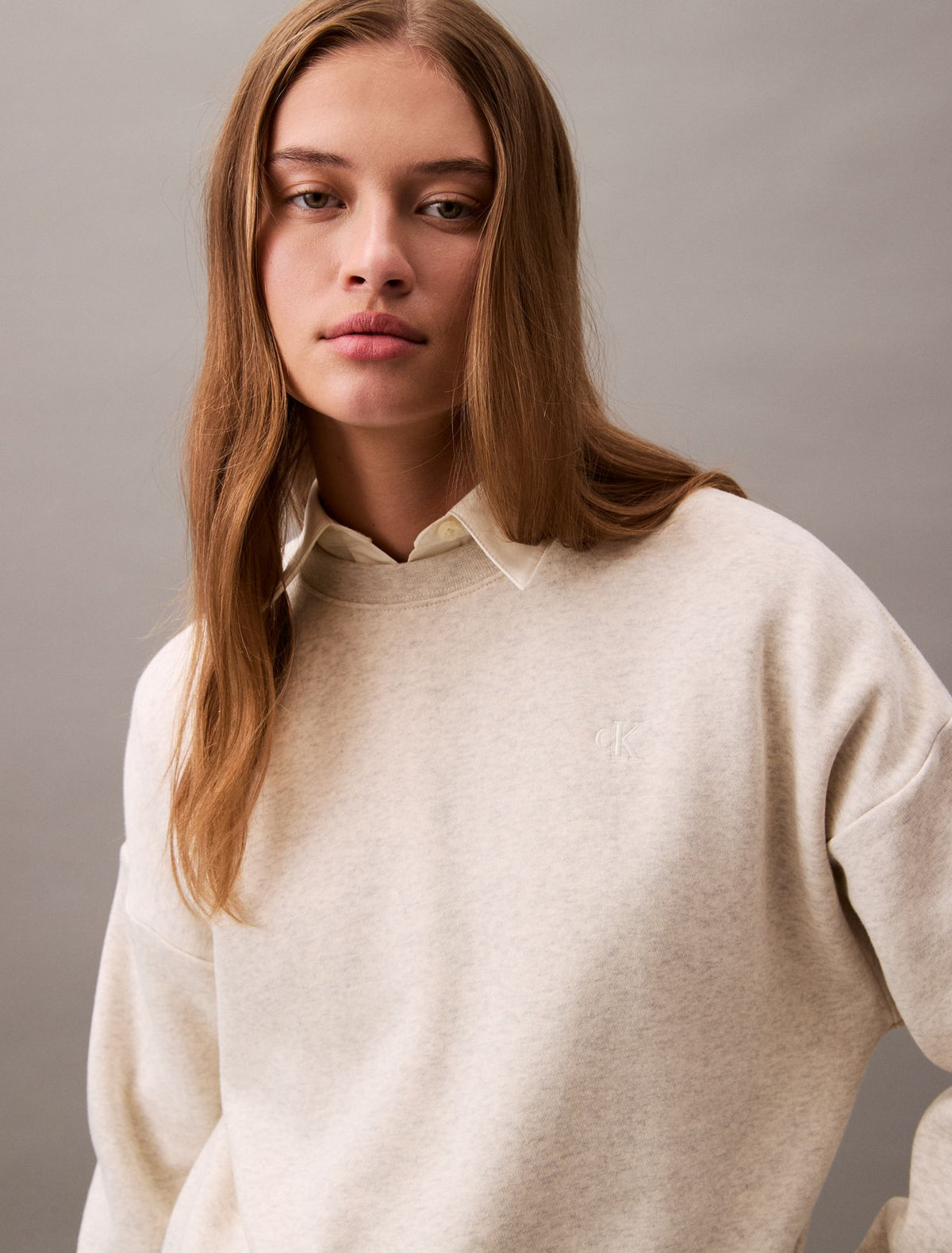 Calvin Klein Monogram Fleece Cropped Sweatshirt
